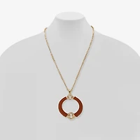 Worthington Gold Tone Cognac Leather Womens 34 Inch Pendant Necklace