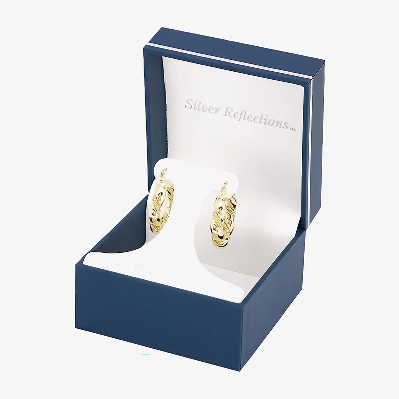 Silver Reflections Twisted Womens 14K Gold Over Brass 28.1mm Hoop Earrings