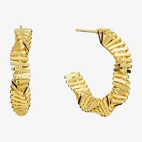 Silver Reflections Womens 14K Gold Over Brass 31.4mm Hoop Earrings