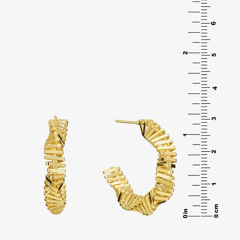 Silver Reflections Womens 14K Gold Over Brass 31.4mm Hoop Earrings