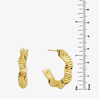 Silver Reflections Womens 14K Gold Over Brass 31.4mm Hoop Earrings