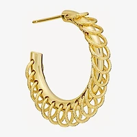 Silver Reflections Womens 14K Gold Over Brass 22.8mm Hoop Earrings