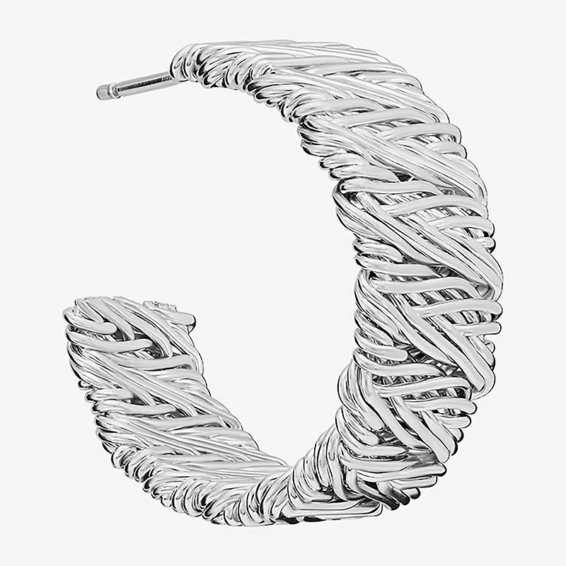 Silver Reflections Womens 23.6mm Hoop Earrings