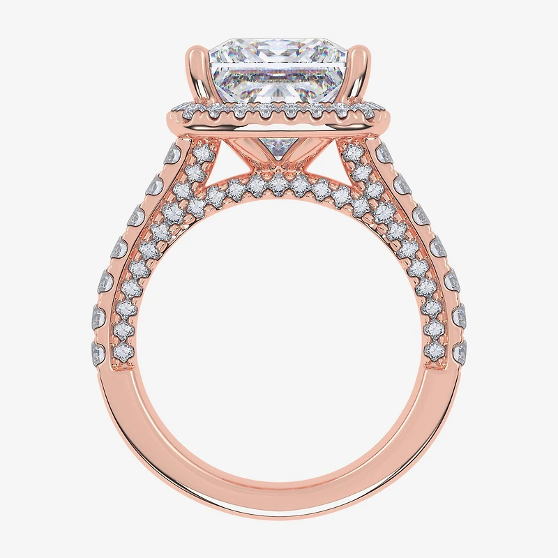 G-H / Vs2-Si1) Womens / CT. T.W. Lab Grown White Diamond 14K Gold Side Stone Halo Engagement Ring