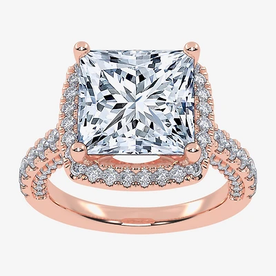 G-H / Vs2-Si1) Womens / CT. T.W. Lab Grown White Diamond 14K Gold Side Stone Halo Engagement Ring