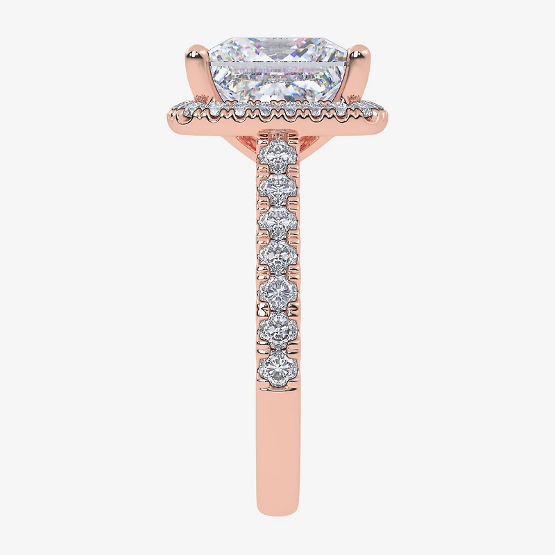 G-H / Vs2-Si1) Womens / CT. T.W. Lab Grown White Diamond 14K Gold Side Stone Halo Engagement Ring
