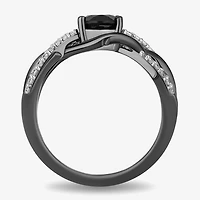 Enchanted Disney Fine Jewelry Womens 1/5 CT. Genuine Black Onyx Sterling Silver Oval Maleficent Side Stone Cocktail Ring