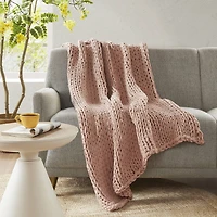 Madison Park Handmade Chunk Double Knit Plush Lightweight Throw
