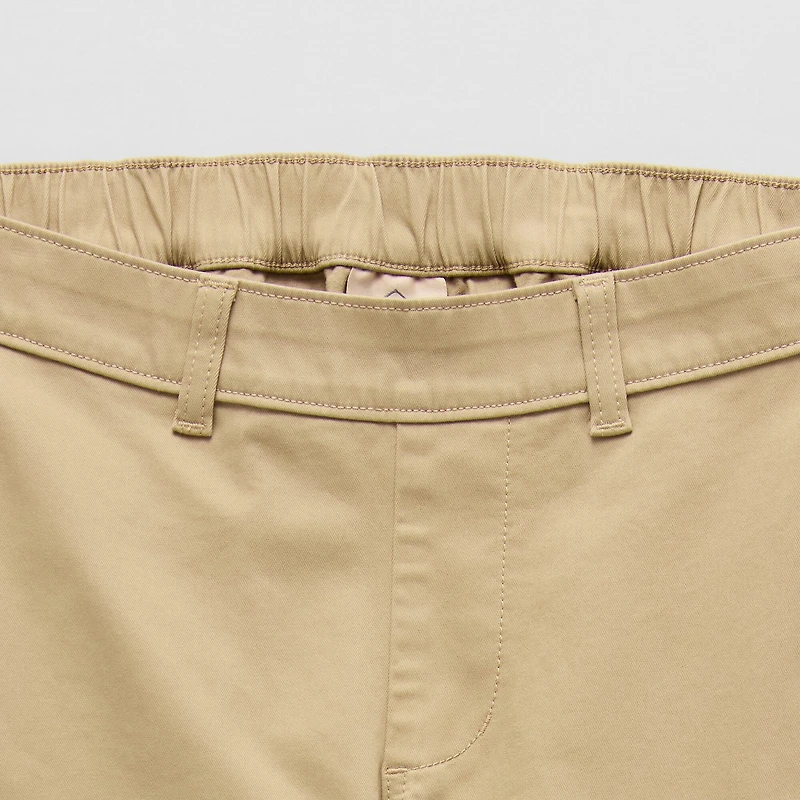 St. John's Bay Stretch Chino Mens Adaptive Easy-on + Easy-off Seated Wear Straight Fit Flat Front Pant