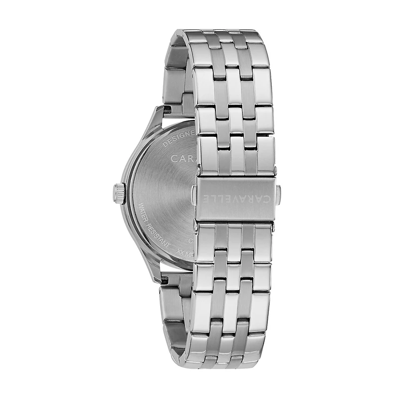 Caravelle Designed By Bulova Mens Silver Tone Stainless Steel Bracelet Watch 43b151