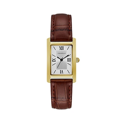 Caravelle Designed By Bulova Womens Brown Leather Strap Watch 44l234