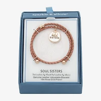 Sparkle Allure Pink Leather Coil Soul Sister Womens Cubic Zirconia 18K Gold Over Brass Wrap Bracelet