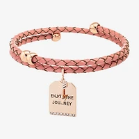 Sparkle Allure Leather Coil Womens Cubic Zirconia 18K Rose Gold Over Brass Wrap Bracelet