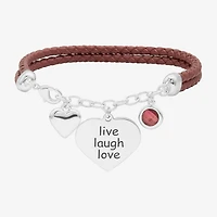 Sparkle Allure Leather Womens Yellow Cubic Zirconia 14K Gold Over Brass Heart Charm Bracelet