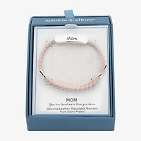 Sparkle Allure Pink Leather Mom Womens Bar Bolo Bracelet