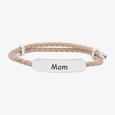 Sparkle Allure Pink Leather Mom Womens Bar Bolo Bracelet
