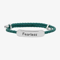 Sparkle Allure Green Leather Fearless Womens Bar Bolo Bracelet