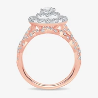 Signature By Modern Bride Womens 2 CT.T.W. Natural Diamond 10K or 14K Gold Pear Side Stone Halo Bridal Set