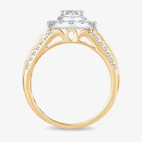 Womens 1 CT.T.W. Natural Diamond 10K or 14K Gold Oval Halo Engagement Ring