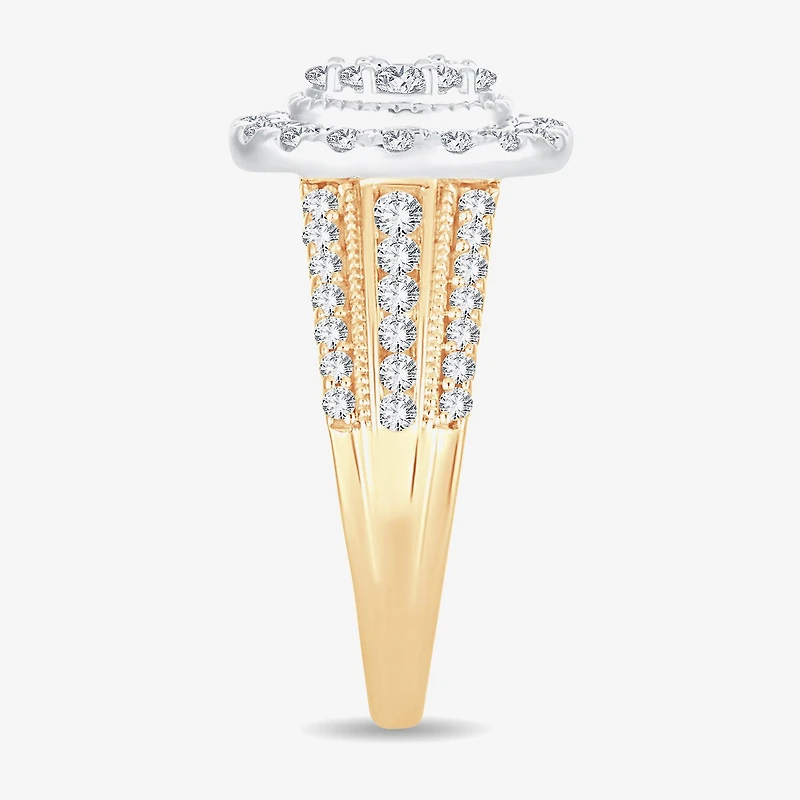 Womens 1 CT.T.W. Natural Diamond 10K or 14K Gold Oval Halo Engagement Ring