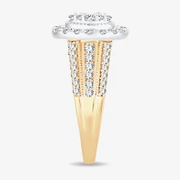 Womens 1 CT.T.W. Natural Diamond 10K or 14K Gold Oval Halo Engagement Ring