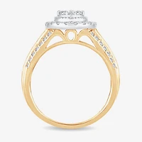 Womens 1 CT.T.W. Natural Diamond 10K or 14K Gold Pear Side Stone Halo Engagement Ring