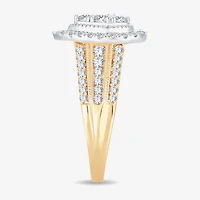 Womens 1 CT.T.W. Natural Diamond 10K or 14K Gold Pear Side Stone Halo Engagement Ring