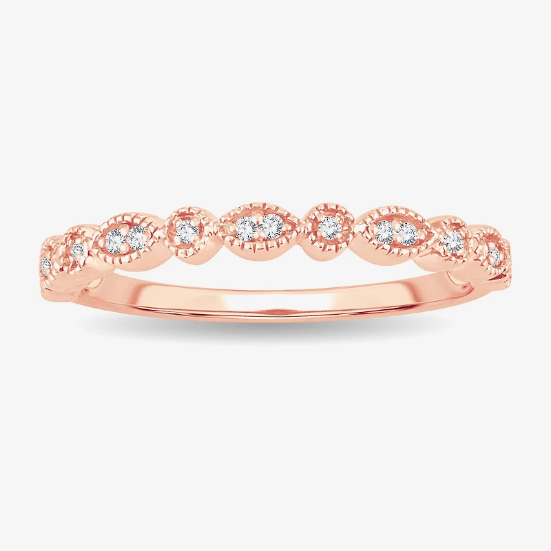 Diamond-Accent Wedding Band 10K or 14K Rose Gold