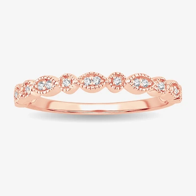 Diamond-Accent Wedding Band 10K or 14K Rose Gold