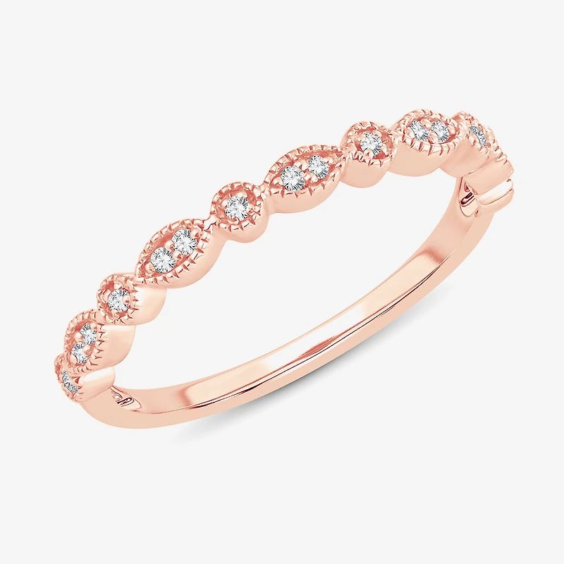 Diamond-Accent Wedding Band 10K or 14K Rose Gold