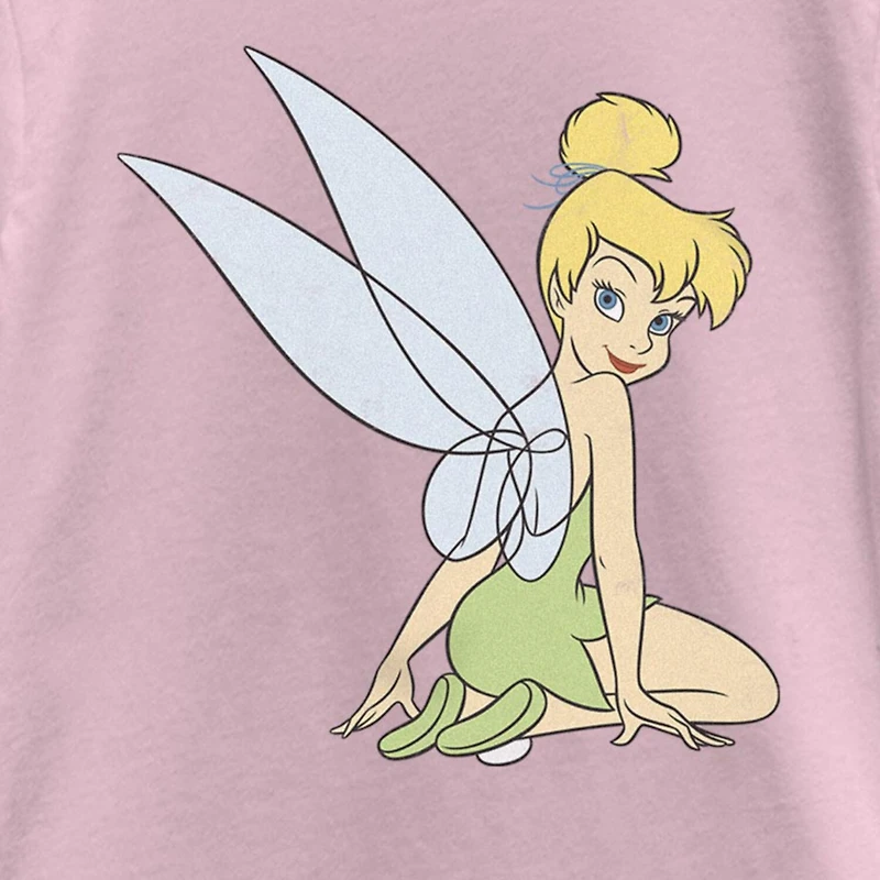 Little & Big Kid Girls Crew Neck Short Sleeve Regular Fit Peter Pan Tinker Bell Graphic T-Shirt