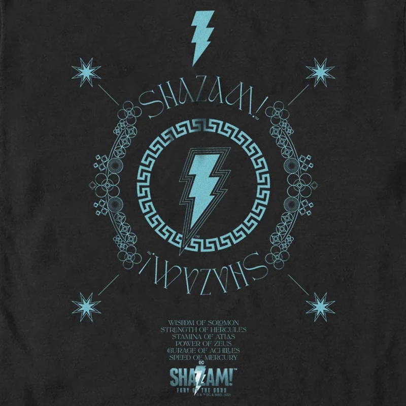 Mens Crew Neck Short Sleeve Shazam Graphic T-Shirt