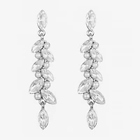 Monet Jewelry Timeless Silver Tone Linear Womens Simulated Pearl Hypoallergenic Drop Earrings