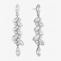 Monet Jewelry Timeless Silver Tone Linear Womens Simulated Pearl Hypoallergenic Drop Earrings