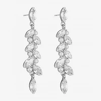 Monet Jewelry Timeless Silver Tone Linear Womens Simulated Pearl Hypoallergenic Drop Earrings