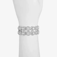 Monet Jewelry Timeless Silver Tone Thick Womens Glass Round Stretch Bracelet