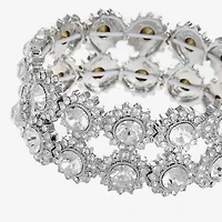 Monet Jewelry Timeless Silver Tone Thick Womens Glass Round Stretch Bracelet