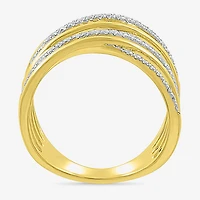 Limited Quantities! Womens 16MM 1/2 CT. T.W. Natural White Diamond 10K Gold Crossover Band