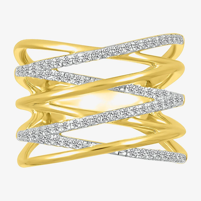 Limited Quantities! Womens 16MM 1/2 CT. T.W. Natural White Diamond 10K Gold Crossover Band