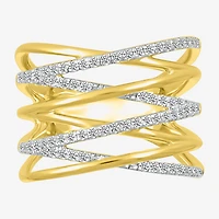 Limited Quantities! Womens 16MM 1/2 CT. T.W. Natural White Diamond 10K Gold Crossover Band