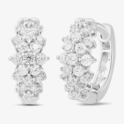 Womens 1/2 CT. T.W. Lab Grown White Diamond Sterling Silver 11.1mm Hoop Earrings