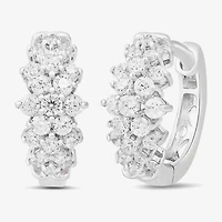Womens 1/2 CT. T.W. Lab Grown White Diamond Sterling Silver 11.1mm Hoop Earrings