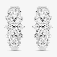 Womens 1/2 CT. T.W. Lab Grown White Diamond Sterling Silver 11.1mm Hoop Earrings