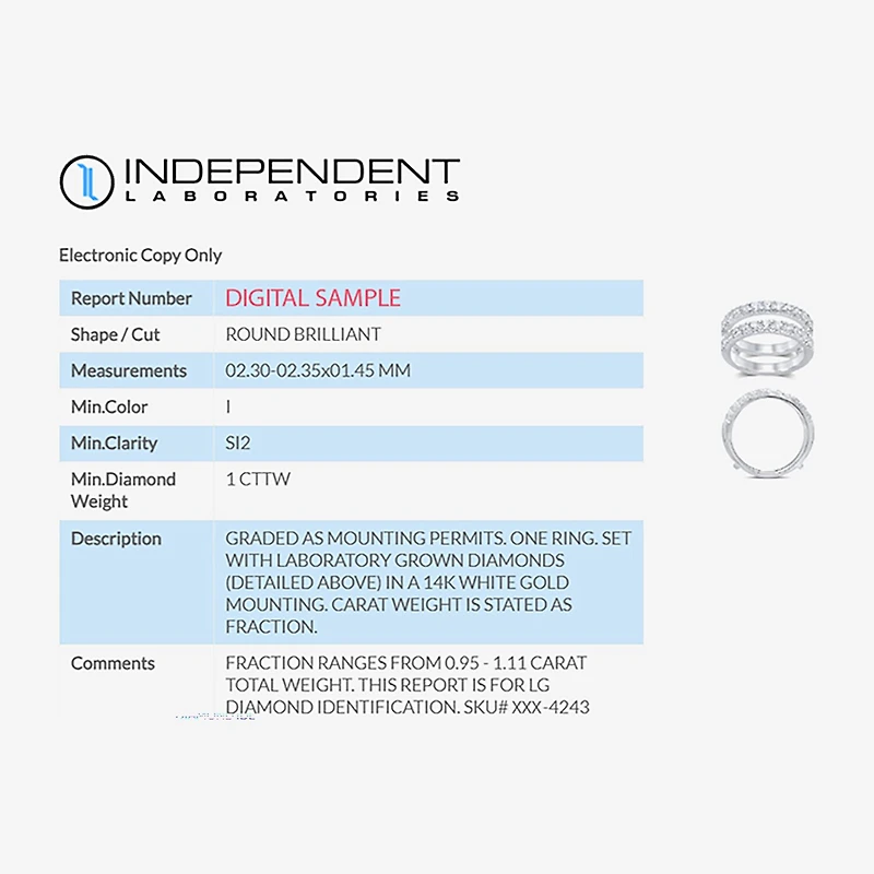 (I / Si2) Womens 1 CT. T.W. Lab Grown White Diamond 14K Gold Band