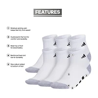 adidas Boys 6 Pair Quarter Ankle Socks