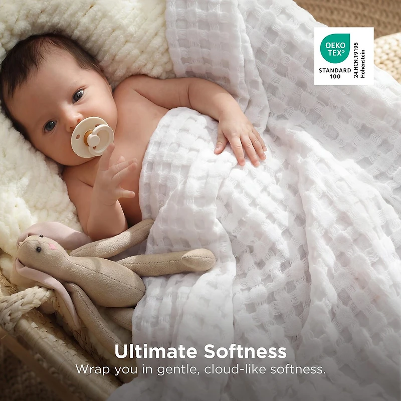 Bedsure® Woven Bamboo Waffle Midweight Blanket