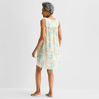 Adonna Womens Poplin Sleeveless Scoop Neck Nightgown
