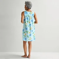 Adonna Womens Poplin Sleeveless Scoop Neck Nightgown