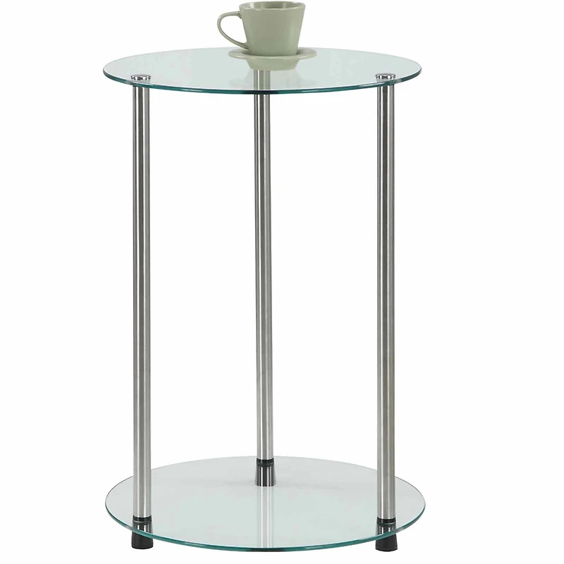Donovan 2-Tier Round Glass End Table