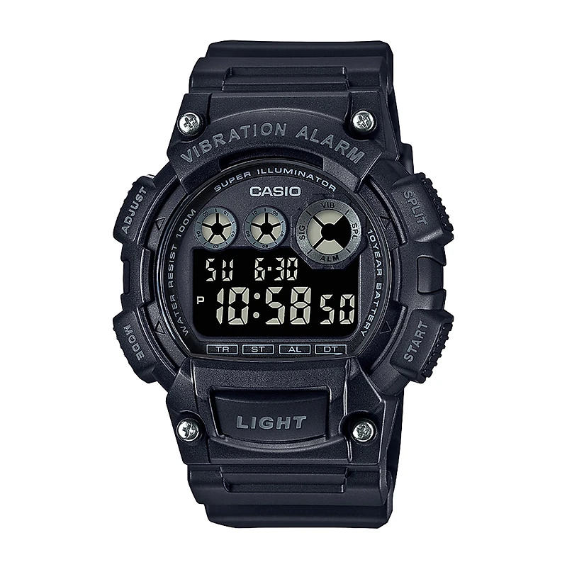 Casio Mens Digital Black Strap Watch W735h-1bv